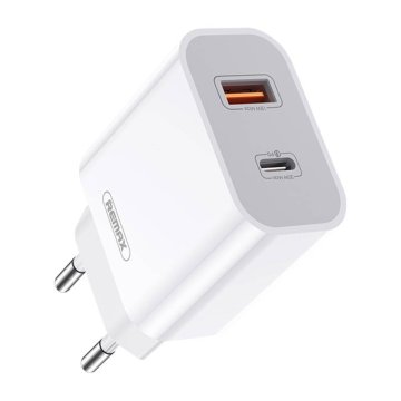 REMAX omrežni polnilnik, rp-u68, usb-c, usb, 20W (bela)