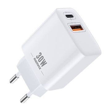 REMAX omrežni polnilec, rp-u82, usb, usb-c 30w (bel)