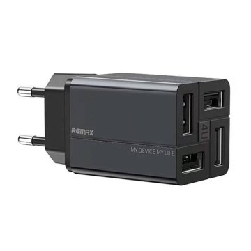 REMAX omrežni polnilec, rp-u43, 4x usb, 3,4a (črn)