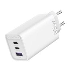 Vention GaN 2xUSB-C+ USB-A omrežni polnilec FAAW0-EU 2,4A PD 65W/30W/30W bela