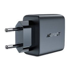 AceFast A49 omrežni polnilnik, 2x USB-C, 35W PD (črn)