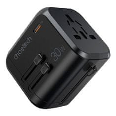 Choetech pd5008 potovalni polnilec, 3xusb-a, 1xusb-c, gan, 30W (črn)