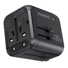 Choetech pd5008 potovalni polnilec, 3xusb-a, 1xusb-c, gan, 30W (črn)