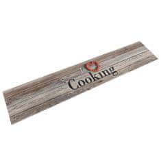 Vidaxl Kuhinjska preproga pralna napis Cooking siva 60x300 cm žamet