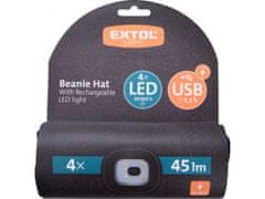 Extol Light kapa z naglavno svetilko 4x45lm, USB polnjenje, Črna, univerzalna velikost