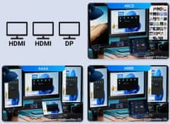 Orico XDR-X3 priključna postaja, RGB, USB-C 3.1, 3xUSB-A, USB-C (PD), 2xHDMI, DP, SD+TF, RJ45, AUX roza
