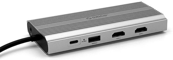  Orico XDR-X33 priključna postaja, 1x USB-C 3.1, 3x USB-A, USB-C PD100W, 2x HDMI 4K@60Hz, DP 4K@60Hz, SD+TF, RJ45, AUX, aluminij, siva