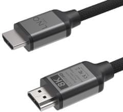 Linq HDMI v HDMI 2.1a kabel, M/M, 8K 60Hz, 4K 120Hz, UHS, HDR, 2 m, pleten
