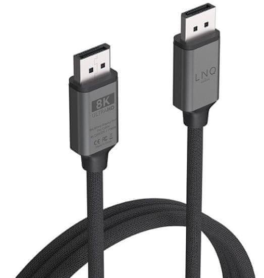Linq DisplayPort 1.4 kabel, M/M, 8K 60Hz, 4K 144Hz, HDR, 2 m, pleten