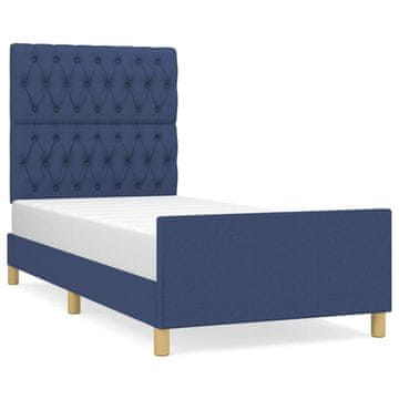 Vidaxl posteljni okvir brez vzmetnice Modra 100x200 cm Tkanina