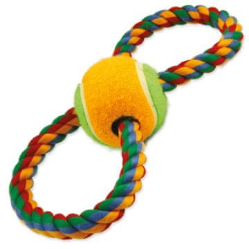 Dog Fantasy PASJA FANTAZIJA vlečenje vrvi figura osem pisana + teniška žogica 25 cm