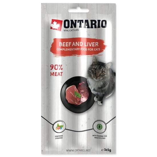Ontario Pochoutka tyčinky hovězí a játra 3x 5 g