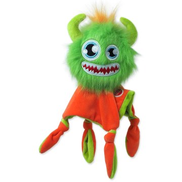 Dog Fantasy Hračka DOG FANTASY Monsters chlupaté strašidlo zelené pískací s dečkou 28 cm