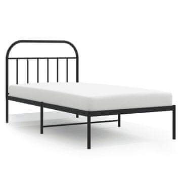 Vidaxl Kovinski posteljni okvir z vzglavjem črn 100x200 cm