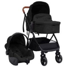 Vidaxl Otroški voziček 3 v 1 antraciten in črn jeklen