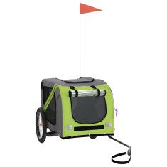 Vidaxl Kolesarska prikolica za hišne ljubljenčke zelena in siva