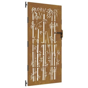 Vidaxl Vrtna vrata 85x175 cm kortensko jeklo bambusov dizajn