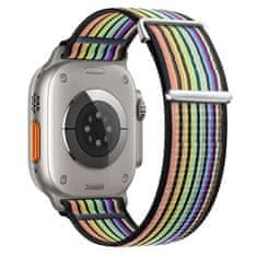 BStrap Velcro Nylon pašček za Apple Watch 42/44/45mm, black rainbow