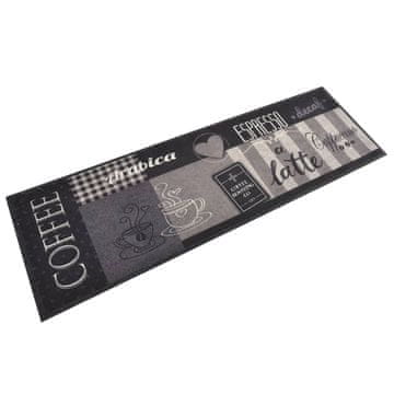 Vidaxl vidaXL Kuhinjska preproga z vzorcem kavne barve, črna, 60x180 cm, žamet