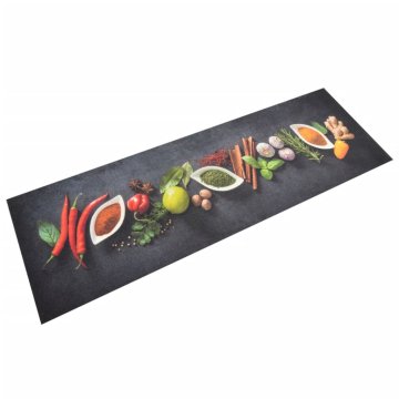Vidaxl vidaXL Kuhinjska preproga z vzorcem začimb 60x180 cm žamet