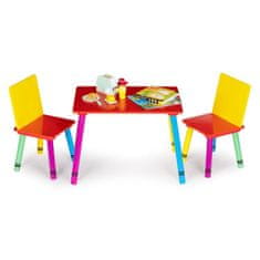 EcoToys Komplet otroške mizice in 2 otroška stola,večbarvna
