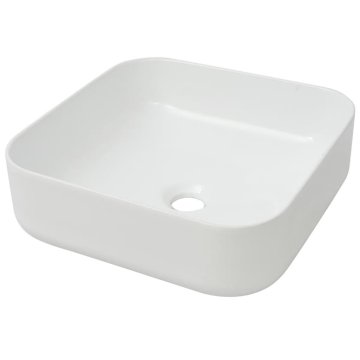 Vidaxl Umivalnik Kvadratni Bela Keramika 39x39x13,5 cm