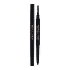 Makeup Revolution Duo Brow Definer natančen svinčnik za obrvi s čopičem 0.15 g Odtenek brown