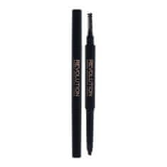 Makeup Revolution Duo Brow Definer natančen svinčnik za obrvi s čopičem 0.15 g Odtenek medium brown