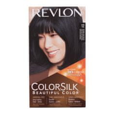 Revlon Colorsilk Beautiful Color Odtenek 12 natural blue black Set barva za lase Colorsilk Beautiful Color 59,1 ml + razvijalec barve 59,1 ml + balzam 11,8 ml + rokavice za ženske