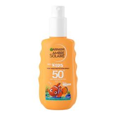 Garnier Ambre Solaire Kids Sun Protection Spray SPF50 vodoodporen sprej za zaščito pred soncem za telo in obraz 150 ml