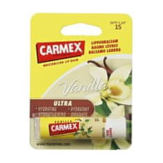 Carmex Ultra Moisturising Lip Balm Vanilla SPF15 negovalen balzam v tubi z z okusom vanilije 4.25 g