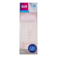 LOVI Baby Shower Glass Bottle Pink 3m+ steklenička z dinamičnim cucljem 250 ml