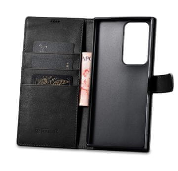 iCARER Usnjen etui za Samsung Galaxy S23 Ultra Wallet Case črn