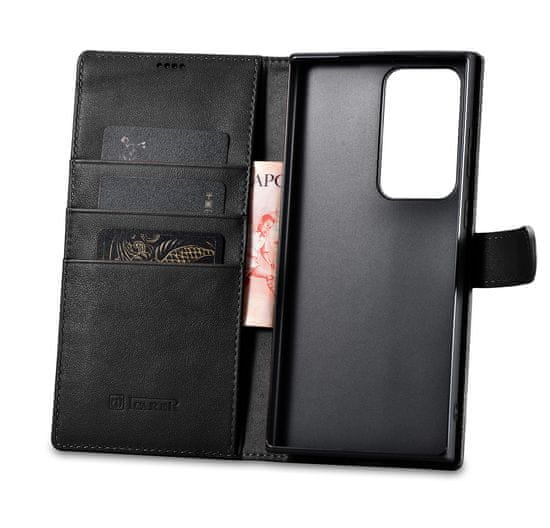 shumee Usnjena torbica za Samsung Galaxy S23 Ultra Wallet Case, črna