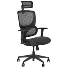 STEMA Vrtljivi pisarniški stol ErgoNew S1, mrežasto sedišče, sinhroni mehanizem, črna barva.