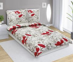Bombažna posteljnina - 140x220, 70x90 cm - Cvetlično rdeča