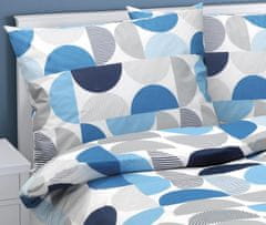 Bombažna posteljnina - 140x200, 70x90 cm - Polkrožno modra