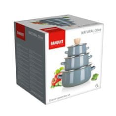 Banquet Komplet posod NATURAL OLIVE emajl 6 kosov.