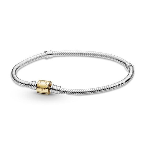 Pandora Elegantna srebrna zapestnica z zlato zaponko 599347C00