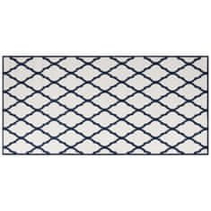 Vidaxl Zunanja preproga mornarsko modra in bela 100x200 cm dvostranska