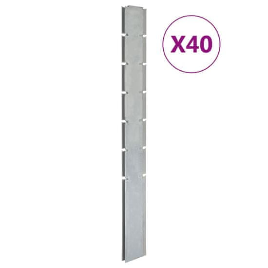 Vidaxl Stebri za vrtno ograjo 40 kosov srebrni 180 cm pocinkano jeklo