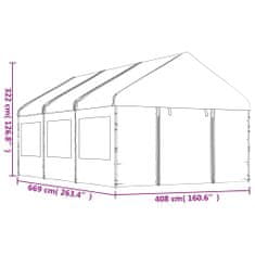 Vidaxl Paviljon s streho bel 6,69x4,08x3,22 m polietilen