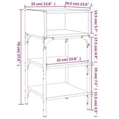 Greatstore Nočna mizica 2 kosa črna 35x34,5x70 cm inženirski les