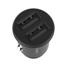 BASEUS Mini avtomobilski polnilnik za telefon 2x USB Grain Car Charger črn