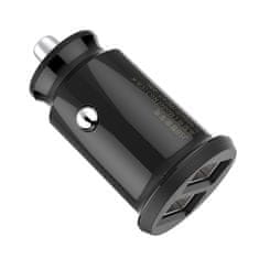 BASEUS Mini avtomobilski polnilnik za telefon 2x USB Grain Car Charger črn