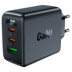 AceFast GaN 2x USB-C USB-A PPS PD QC4+ 65W hitri polnilec črn