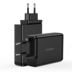 Choetech GaN 140W 4-vratni napajalnik 2x USB-C + 2x USB - črn