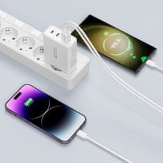 Tech-protect GaN polnilnik USB / 3x USB-C 100W PD QC, bela