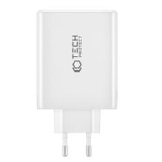 Tech-protect GaN polnilnik USB / 3x USB-C 100W PD QC, bela