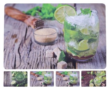 STREFA Podstavki DRINK 43,5x28,5cm mix 4 dekorji plastika